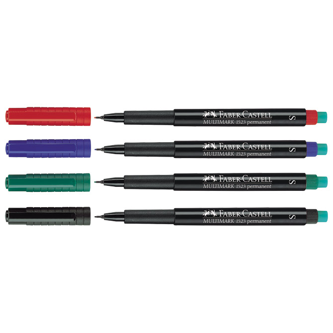 Flomaster permanentni S - super fine line Faber-Castell set od 4 boje