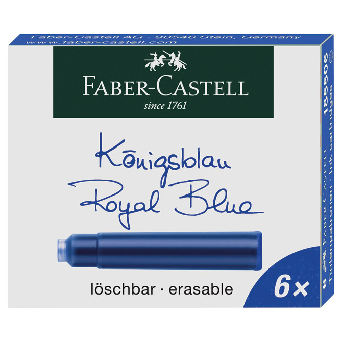 Tinta za nalivpero patrone 6 komada Faber-Castell  plava