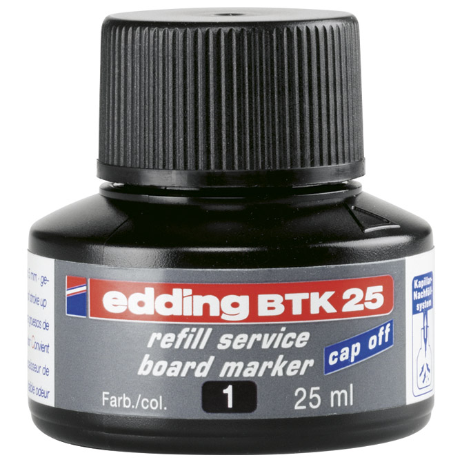 Tinta za marker za bijelu ploču 25ml Edding BTK25 crna